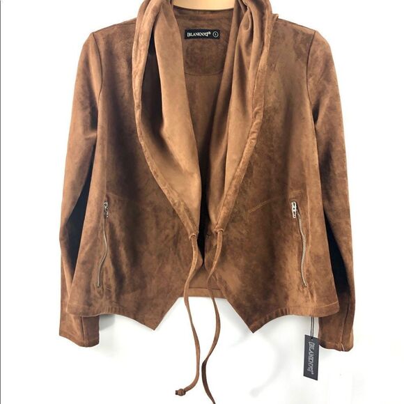 NEW BLANK NYC Faux Suede Hoodie in Brown Size S - Picture 5 of 9